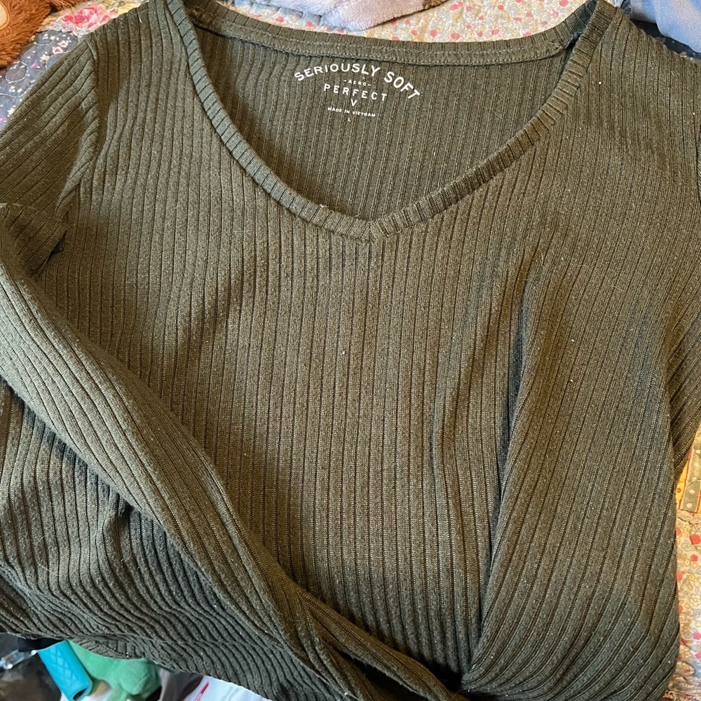 Seriously Soft Olive Green Ribbed Top